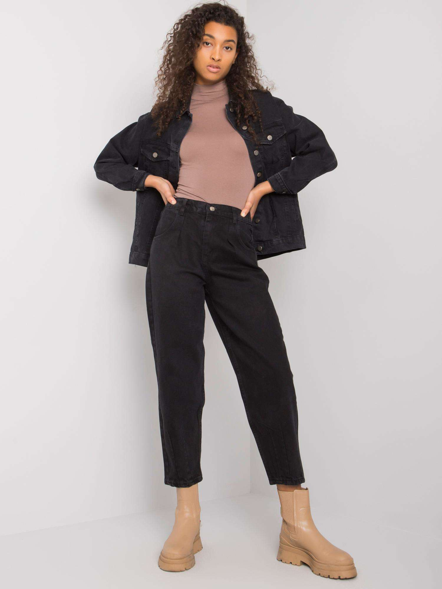 Czarne spodnie jeansowe mom Oakville