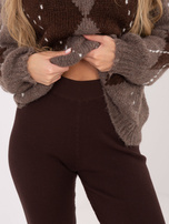 Czekoladowe dzianinowe legginsy w prążek STITCH & SOUL 