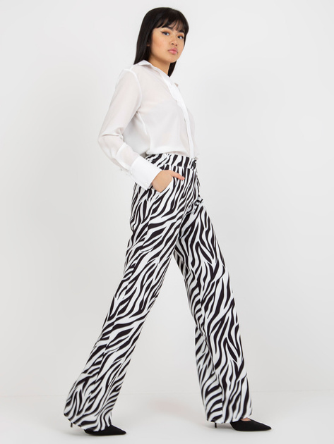 Hurt Czarno-białe szerokie spodnie z materiału w zebrę