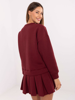 Burgundy sweatshirt dress with pleated bottom RUE PARIS.