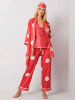 Czerwony komplet nocny w grochy