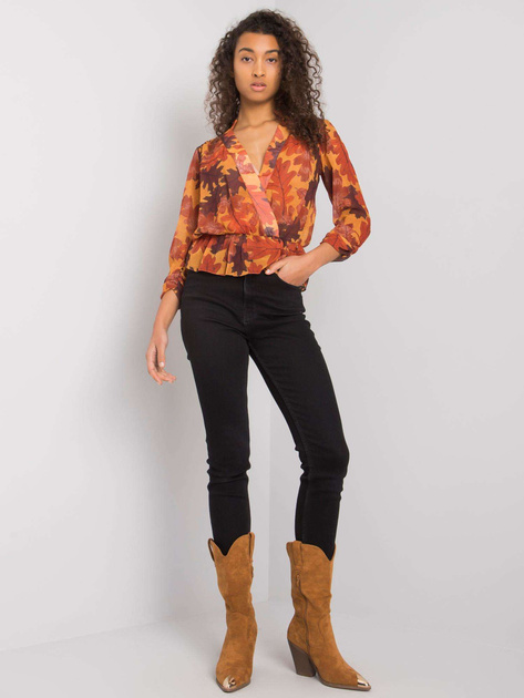 Brązowa bluzka szyfonowa z nadrukiem Barrie