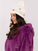 Hurtownia Ecru damska czapka zimowa z pomponem