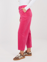 Fuksjowe sztruksowe spodnie typu marchewki RUE PARIS 