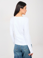 Biały longsleeve basic z okrągłym dekoltem RUE PARIS 