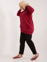 Bordová mikina plus size s kapucí Luna.