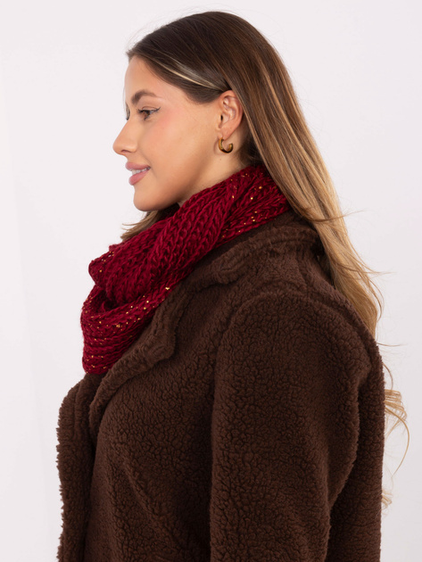 Bordowy zimowy komin damski