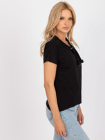 Czarna gładka bluzka basic o luźnym kroju Antonine RUE PARIS 