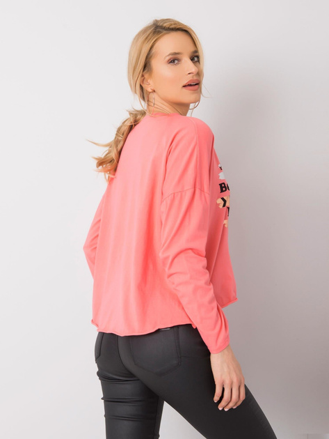 Koralowa bluzka z długim rękawem Miriana