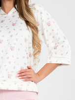 Ecru damska bluza z rękawem 3/4