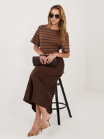 Brązowa satynowa spódnica o kroju syrenki