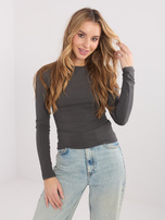 Grafitowa dopasowana bluzka basic z bawełny