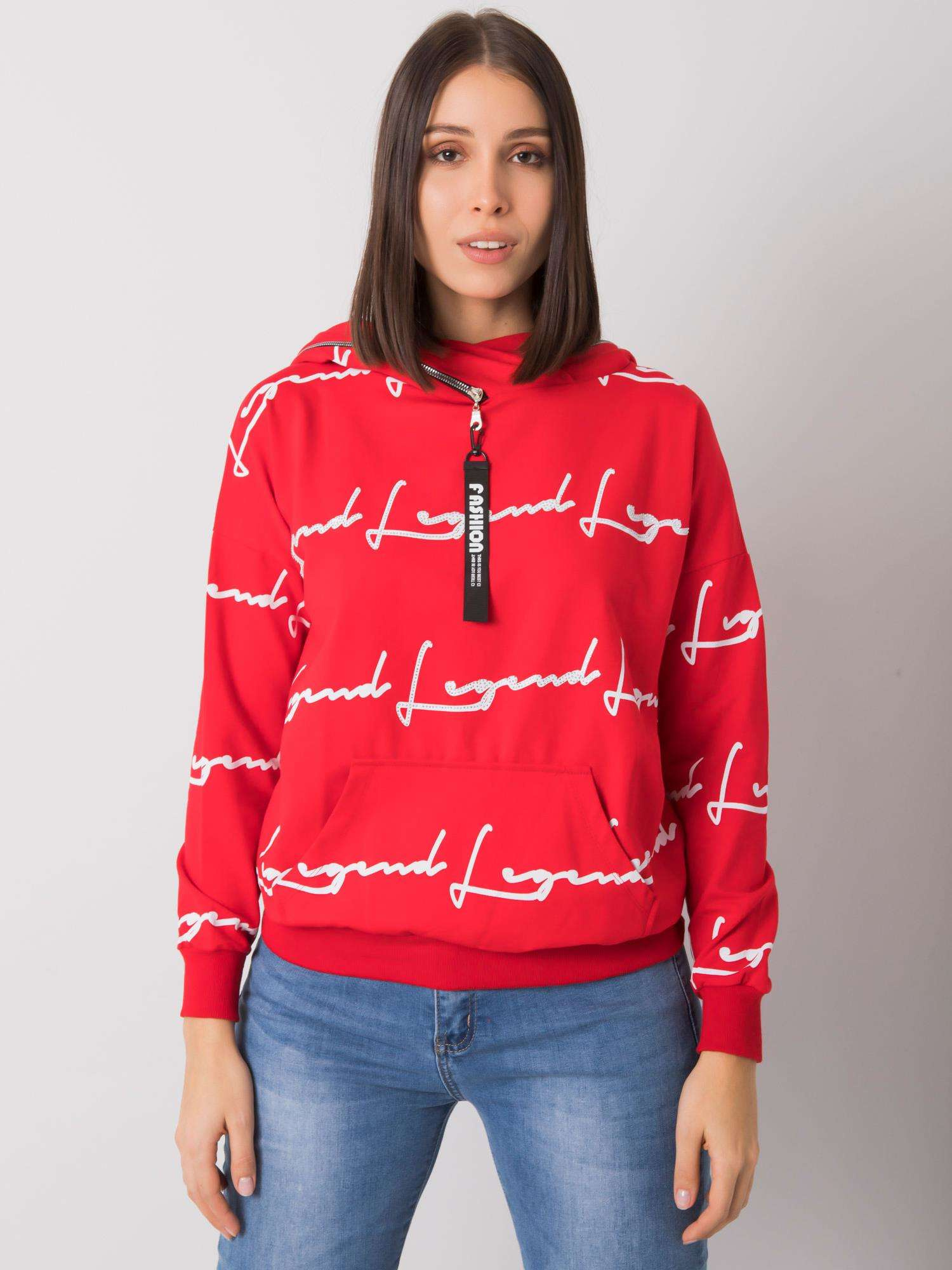 Czerwona bluza plus size z kieszenią Jossy