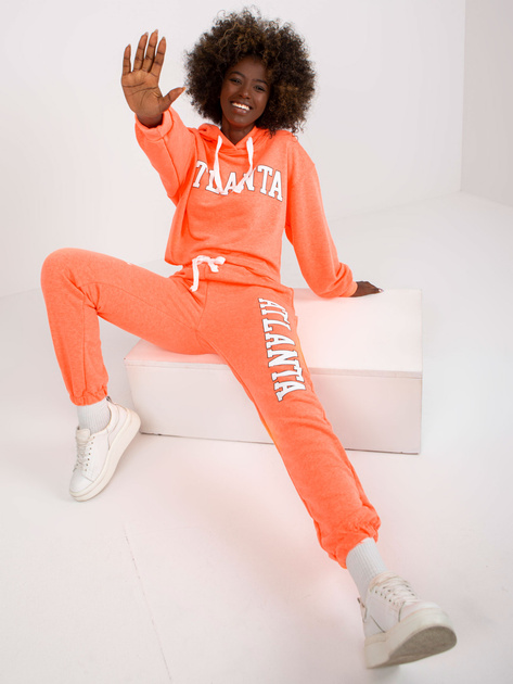 Fluo pomarańczowy komplet dresowy ze spodniami