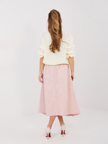 Pastelowa różowa elegancka spódnica z kieszeniami RUE PARIS 