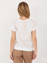 Beżowa bawełniana bluzka z krótkim rękawem 