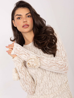 Jasnobeżowa mini sukienka z koronki