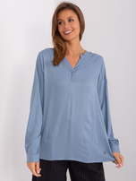 Hurtownia Szaro-niebieska luźna bluzka koszulowa SUBLEVEL