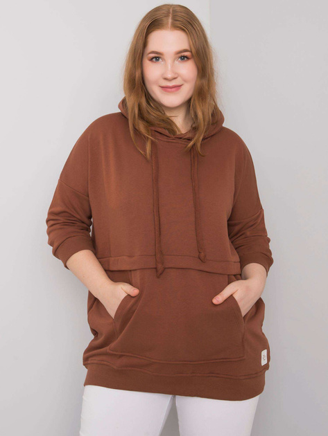 Ciemnobrązowa bluza plus size z kieszenią Gioia