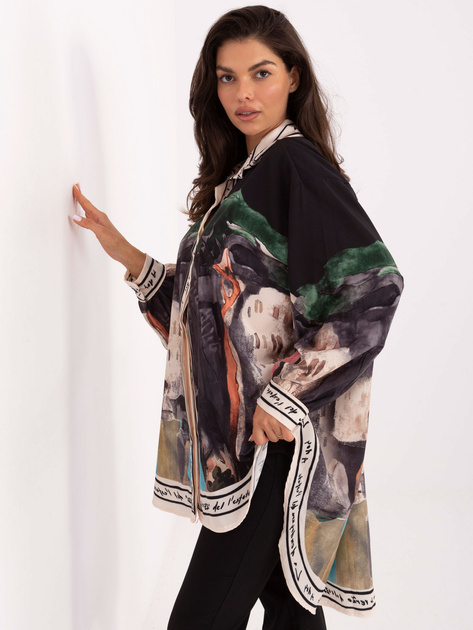 Czarna damska koszula z dłuższym tyłem RUE PARIS