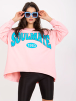 Jasnoróżowo-niebieska bluza oversize bez kaptura
