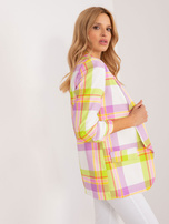 Hurt Limonkowo-ecru damska marynarka z printem