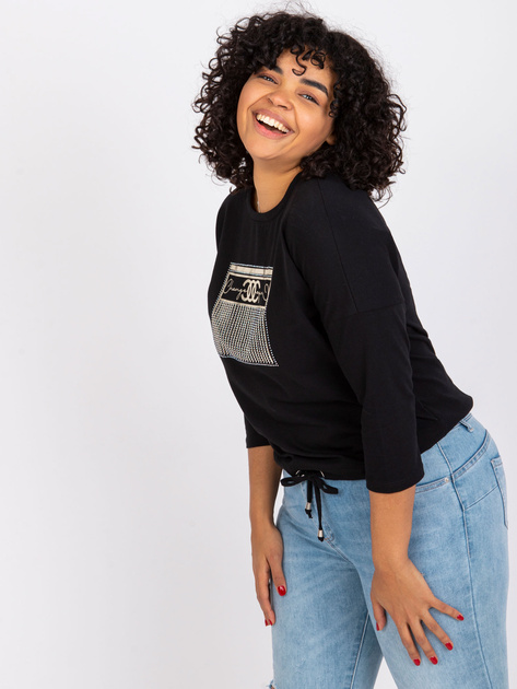 Czarna bluzka plus size na co dzień z bawełny Rosie
