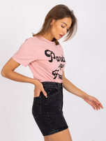 Jasnoróżowy t-shirt damski z okrągłym dekoltem Jade
