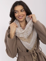 Beżowa damska chusta z frędzlami 