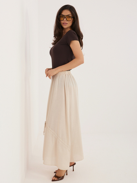 Beżowa midi spódnica z wiązaniami