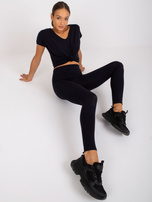 Granatowe damskie legginsy bawełniane Brigitte