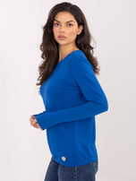 Kobaltowa damska bluzka z długim rękawem