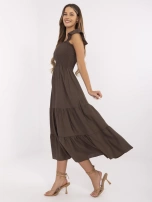 Brązowa rozkloszowana sukienka na lato