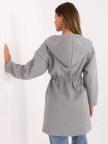 Szary przejściowy płaszcz z kieszeniami RUE PARIS