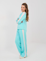 Miętowy damski komplet z miękkiego materiału RUE PARIS