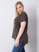 Ciemna khaki bluzka plus size z aplikacją Marlene