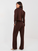 Brązowy dresowy komplet z krótką marynarką RUE PARIS