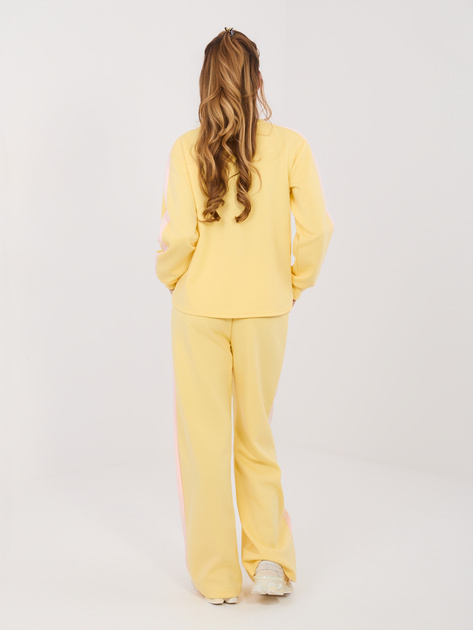 Pastelowy żółty komplet z szerokimi spodniami RUE PARIS