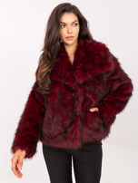 Bordeauxfarbene Felljacke mit Taschen RUE PARIS.