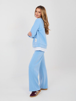Jasnoniebieskie dresowe spodnie straight leg RUE PARIS 