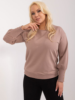 Hurt Ciemnobeżowa bluza plus size z bufiastym rękawem