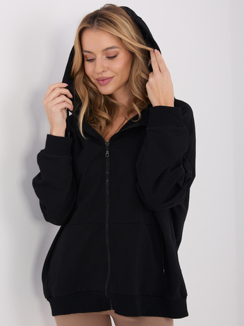 Czarna rozpinana bluza oversze z kapturem 