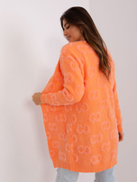 Hurt Pomarańczowy damski kardigan z kieszeniami 