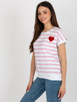 Hurt Biało-czerwona bluzka w paski z krótkim rękawem