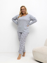 Szara damska piżama plus size z bawełny 