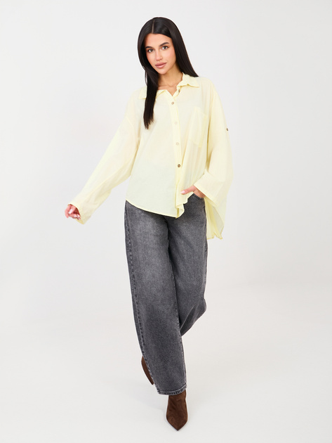 Jasnożółta asymetryczna koszula z kołnierzykiem