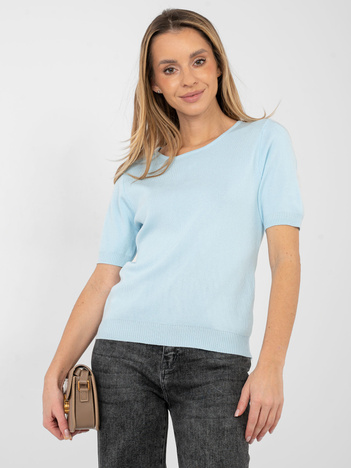 Jasnoniebieski sweter w jednolitym kolorze