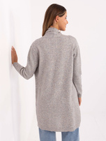 Gray women's knee-length cardigan.