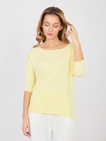 Pastelowa żółta damska bluzka basic z bawełny RUE PARIS 