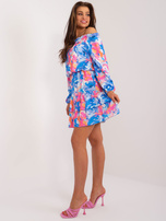 Hurt Niebieska sukienka hiszpanka z printem RUE PARIS